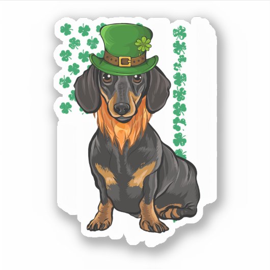 Black Dachshund St Patricks Day Irish American Fla Sticker (Voorkant)