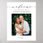 Black Dainty Script Engagement Party Fotoontwerp Poster (Voorkant)