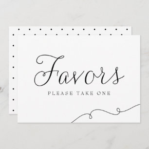 Black Dainty Script Weduwend Favors Sign Kaart