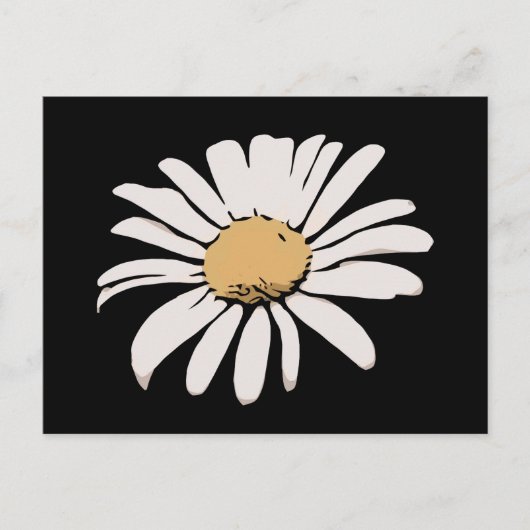 Black Daisy Floral Briefkaart (Voorkant)