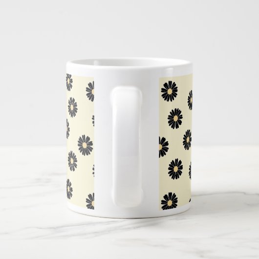 Black Daisy Pattern Extra Grote Beker (Achterkant)
