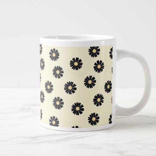 Black Daisy Pattern Extra Grote Beker (Rechts)