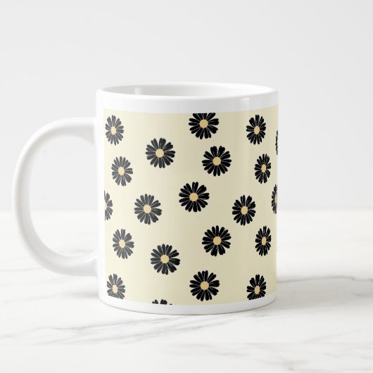 Black Daisy Pattern Extra Grote Beker (Links)