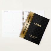 Black Damascus Pattern Gold Stripe Accent Notitieb Planner (Display)