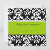 Black Damask 40th Birthday Invitations Green Kaart (Achterkant)