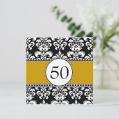 Black Damask 50e anniversaire Invitations Gold (Debout devant)