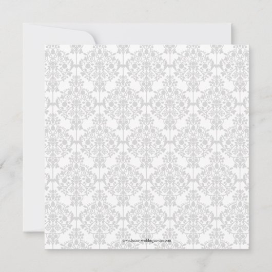 Black Damask 5 Monogramme Nom Mariage Invitations (Dos)