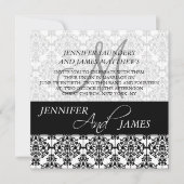 Black Damask 5 Monogramme Nom Mariage Invitations (Devant)