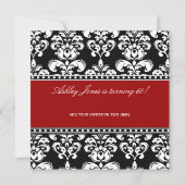 Black Damask 60th Birthday Invitations Red (Dos)