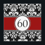Black Damask 60th Birthday Invitations Red<br><div class="desc">Invitations d'anniversaire personnalisables pour les Damas noirs et blancs. Customisez avec vos informations en utilisant l'option "customiser". Modèle damas luxueux et design pour vos invitations d'anniversaire</div>