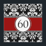 Black Damask 60th Birthday Invitations Red<br><div class="desc">Invitations d'anniversaire personnalisables pour les Damas noirs et blancs. Customisez avec vos informations en utilisant l'option "customiser". Modèle damas luxueux et design pour vos invitations d'anniversaire</div>