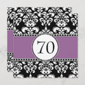 Black Damask 70e anniversaire Invitation Purple Ma (Devant / Derrière)