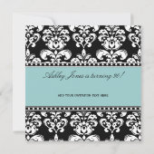 Black Damask 90th Birthday Invitations Blue (Dos)
