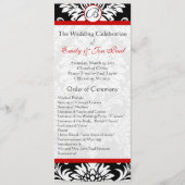 Black Damask 9x4 Red Trim Wedding Program Programma (Voorkant)