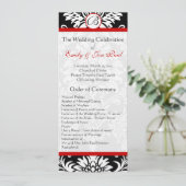 Black Damask 9x4 Red Trim Wedding Programme (Debout devant)