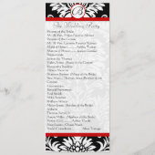 Black Damask 9x4 Red Trim Wedding Programme (Dos)