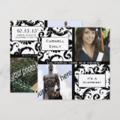 Black Damask Afstuderen Farewell Invitation Kaart (Voorkant / Achterkant)