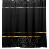 Black Damask and Gold Bar Design Douchegordijn (Voorkant)