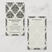 Black Damask Appointment Visitekaartje Afsprakenkaartje (Voorkant / Achterkant)