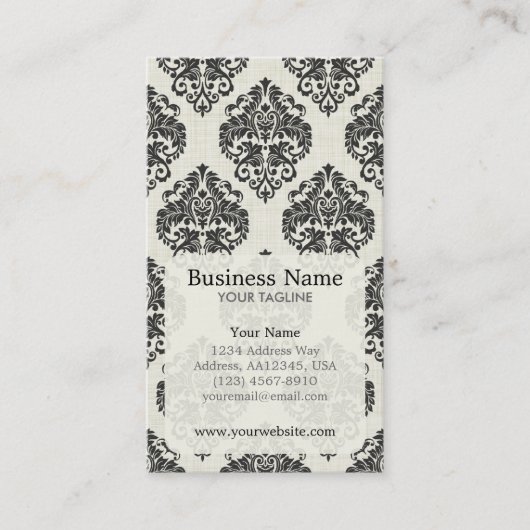 Black Damask Appointment Visitekaartje Afsprakenkaartje (Voorkant)