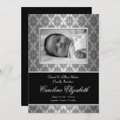 Black Damask Baby geboorteaankondigingen Aankondiging (Voorkant / Achterkant)