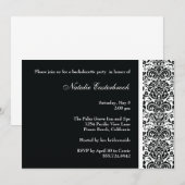 Black Damask Bachelorette Party Invitation Kaart (Voorkant / Achterkant)