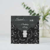 Black Damask Black Invitation White Silver 35th Bi (Debout devant)
