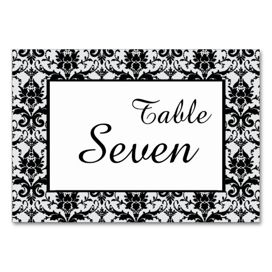 Black Damask Border Wedding Kaart (Voorkant)