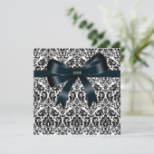 Black Damask Bow Black Stropdas Party Event Sjablo Kaart (Staand voorkant)