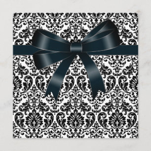 Black Damask Bow Stropdas Party Event Sjabloon Kaart
