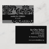 Black Damask Chic Visitekaartje (Voorkant / Achterkant)