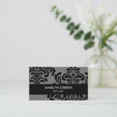 Black Damask Chic Visitekaartje (Staand voorkant)