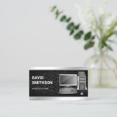 Black Damask Desktop PC Computer Repair Technician Visitekaartje (Staand voorkant)