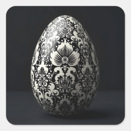 Black Damask Easter Egg Vierkante Sticker
