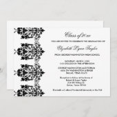Black Damask Edge Wit Afstuderen Aankondiging (Voorkant / Achterkant)