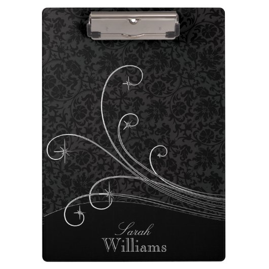 Black Damask en Grey Swirls Klembord (Voorkant)