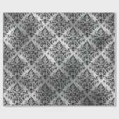 Black Damask en Silver Cadeaupapier (Vlak)