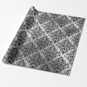 Black Damask en Silver Cadeaupapier