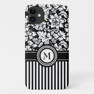 Black Damask en Stripes iPhone 11 Hoesje