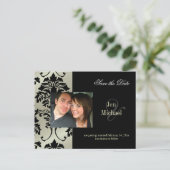 Black Damask Enregistrer la date Photo cartes post (Debout devant)