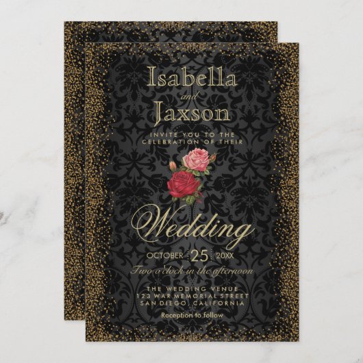 Black Damask et Invitation Rose (Devant / Derrière)