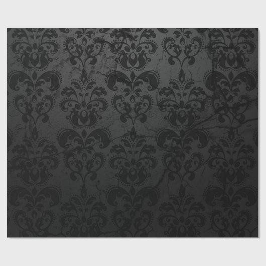 Black Damask Gift Wrap Cadeaupapier (Vlak)