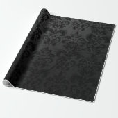 Black Damask Gift Wrap Cadeaupapier (Uitgerold)