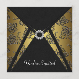 Black Damask Gold All Occasion Party Invitation
