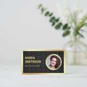 Black Damask Gold Fotobehang Makelaar Visitekaartje (Staand voorkant)