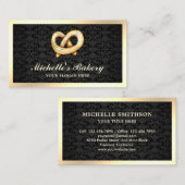 Black Damask Gold Pretzel Bakery Visitekaartje (Voorkant / Achterkant)
