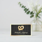 Black Damask Gold Pretzel Bakery Visitekaartje (Staand voorkant)