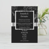 Black damask gothic wedding photo invitation (Debout devant)