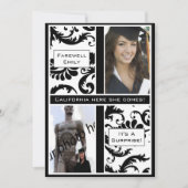 Black Damask Graduation Adieu Invitation (Devant)