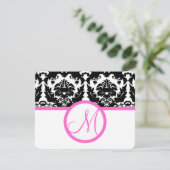 Black Damask Heart Swirl Bright Pink Trim RSVP (Debout devant)